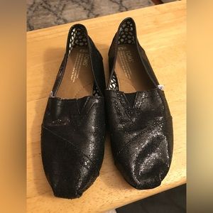 Toms, black sparkle, size 7